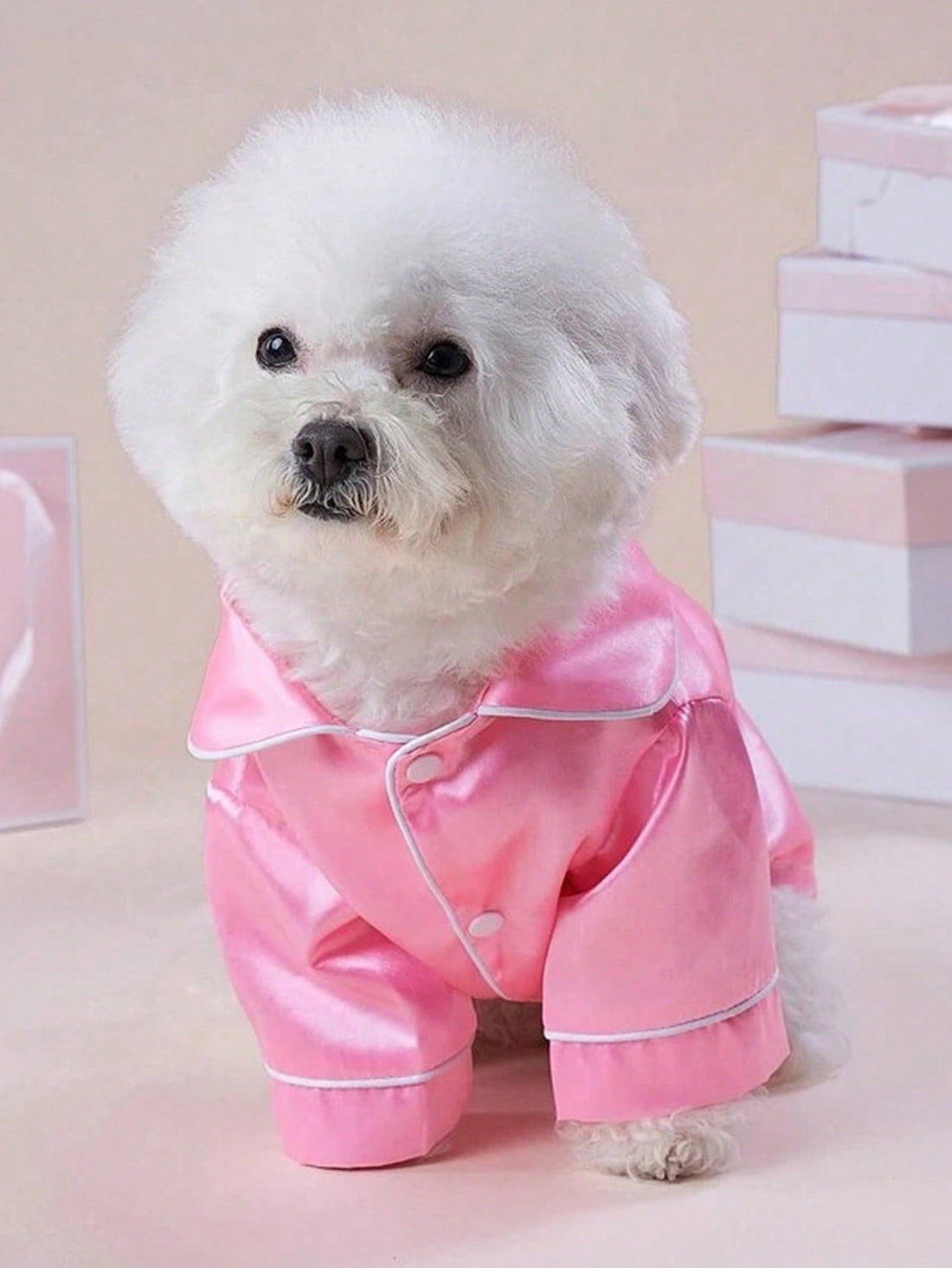 1pc Adorable Pet Clothes, 2-Leg Silk Spring/Autumn Pajamas With Snap-Button Design, For Dogs & Cats Such As Poodle, Bulldog