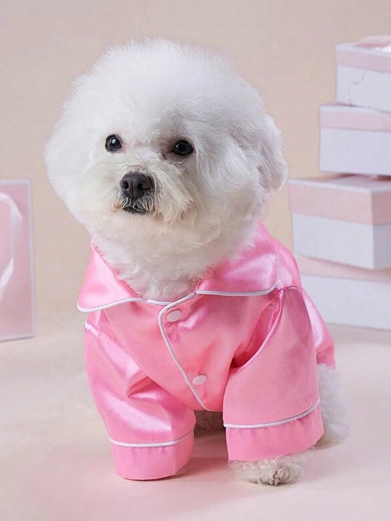 1pc Adorable Pet Clothes, 2-Leg Silk Spring/Autumn Pajamas With Snap-Button Design, For Dogs & Cats Such As Poodle, Bulldog