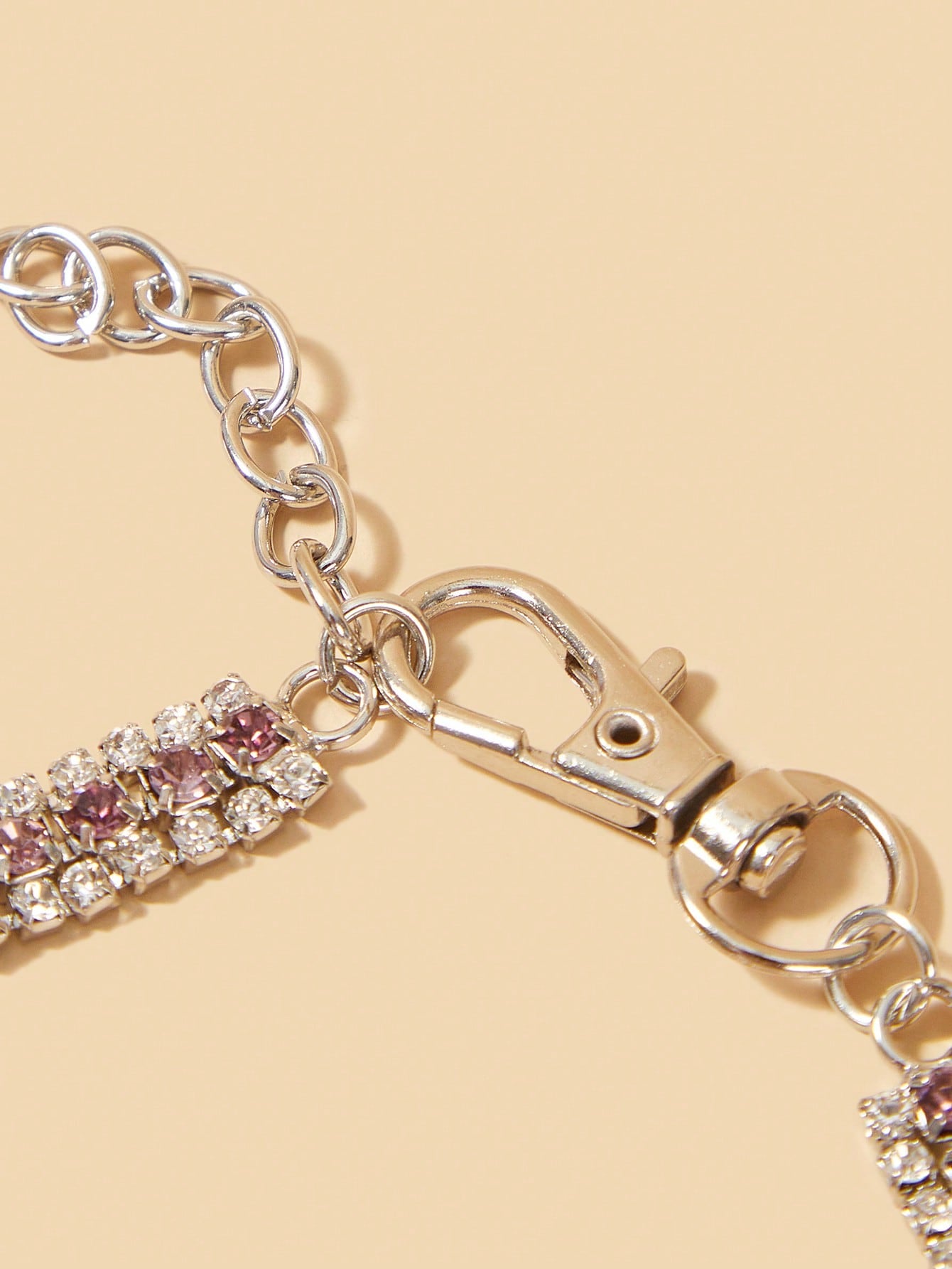 Pink sparkly crystal heart shaped adjustable breakaway collar for cats and small dogs, made from polyester for party dress-up or decorative pet styling.
