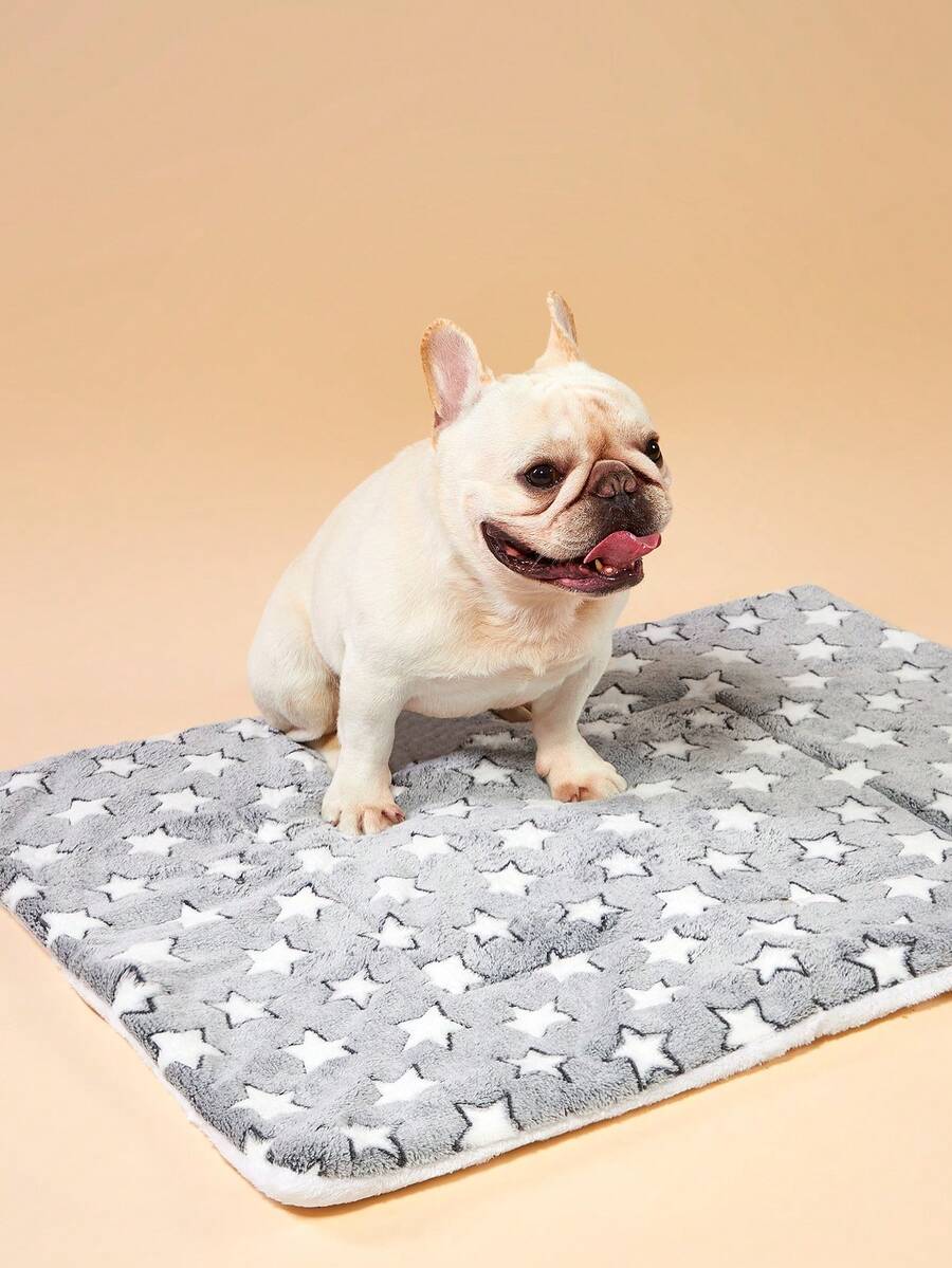 Grey thick pet blanket with geometric print for small and medium dogs and cats.