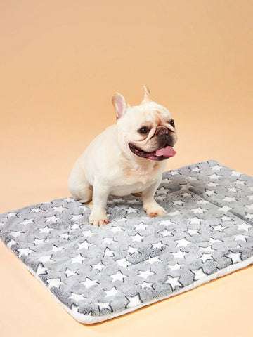 Grey thick pet blanket with geometric print for small and medium dogs and cats.
