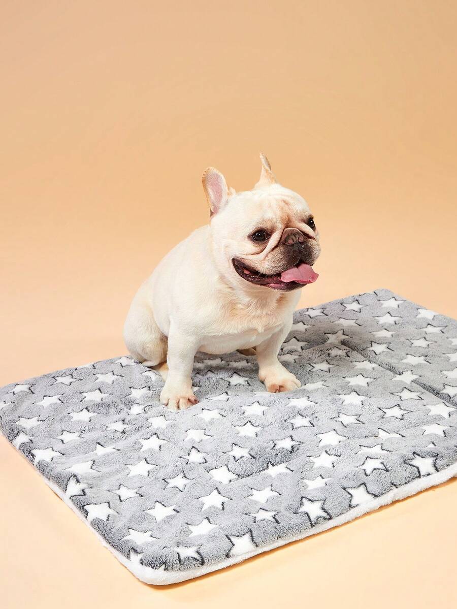 Grey thick pet blanket with geometric print for small and medium dogs and cats.