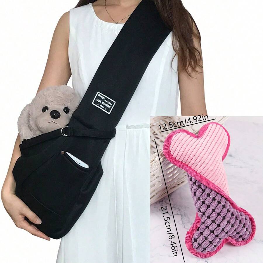 Multicolor breathable polyester pet sling bag carrier with shoulder strap and phone pocket for cats and small dogs