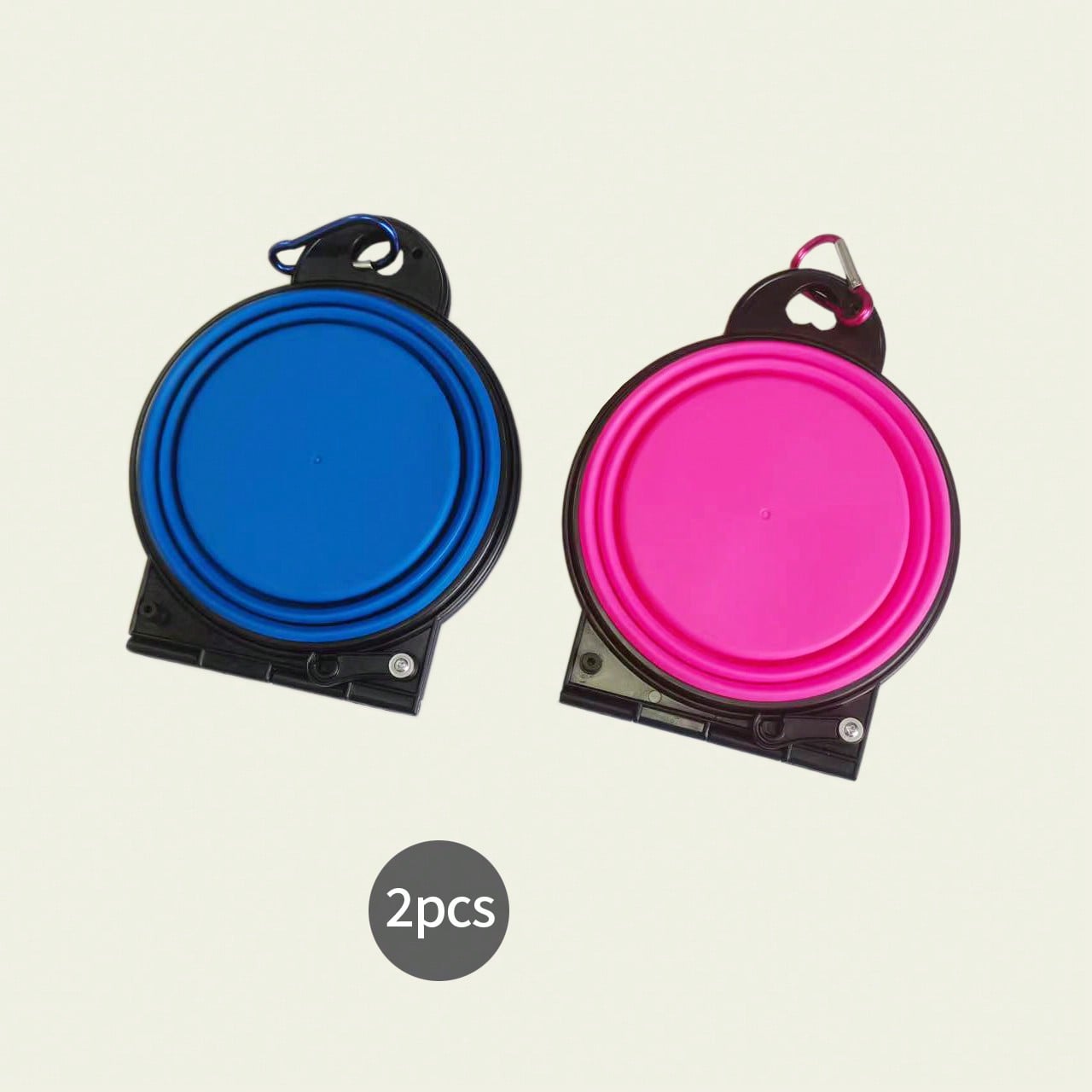 2 In 1 Portable Foldable Pet Double Bowl Collapsible TPE Food Water Bowl Suitable For Dogs Puppies Outdoor Walking Travel Camping Daily Pet Feeding Supplies