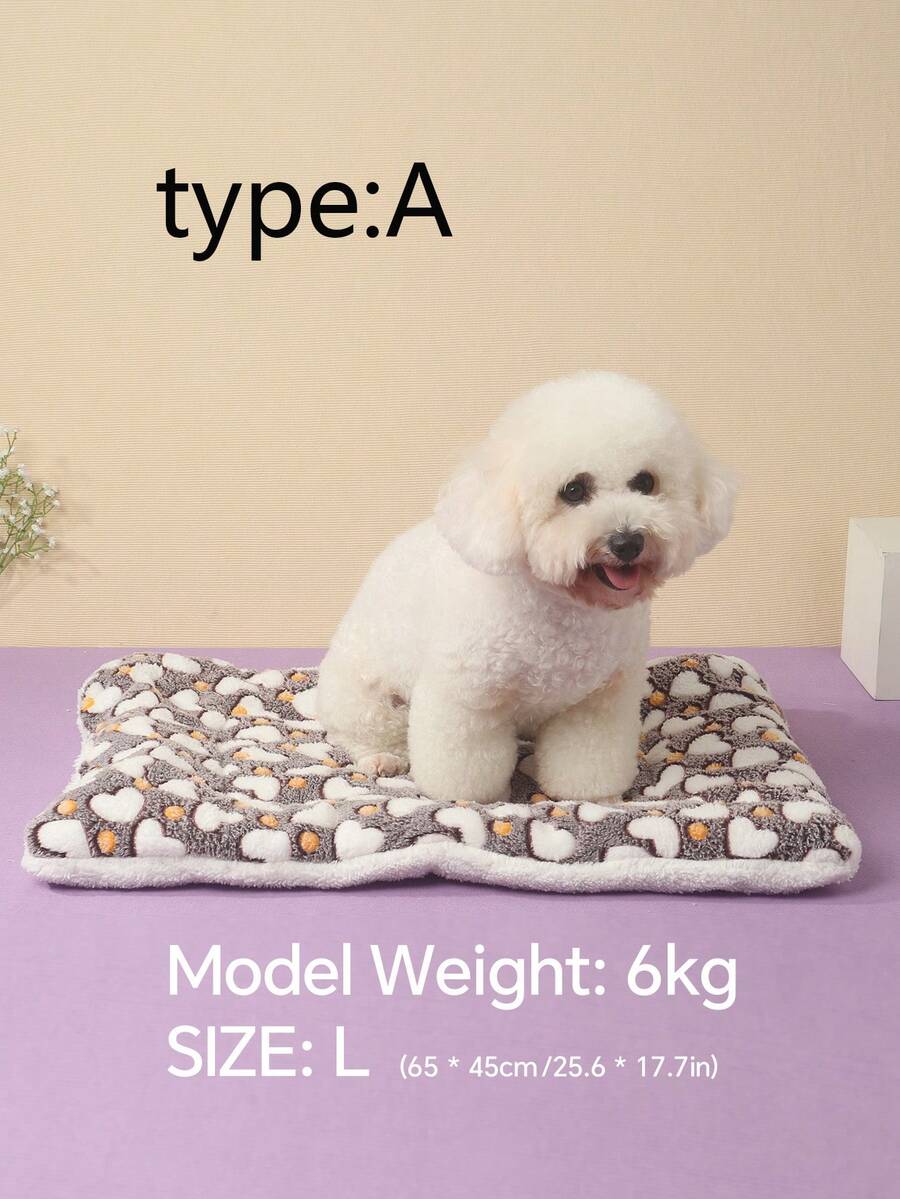 Thickened grey pet bed mat with pink star pattern designed for small and medium cats and dogs