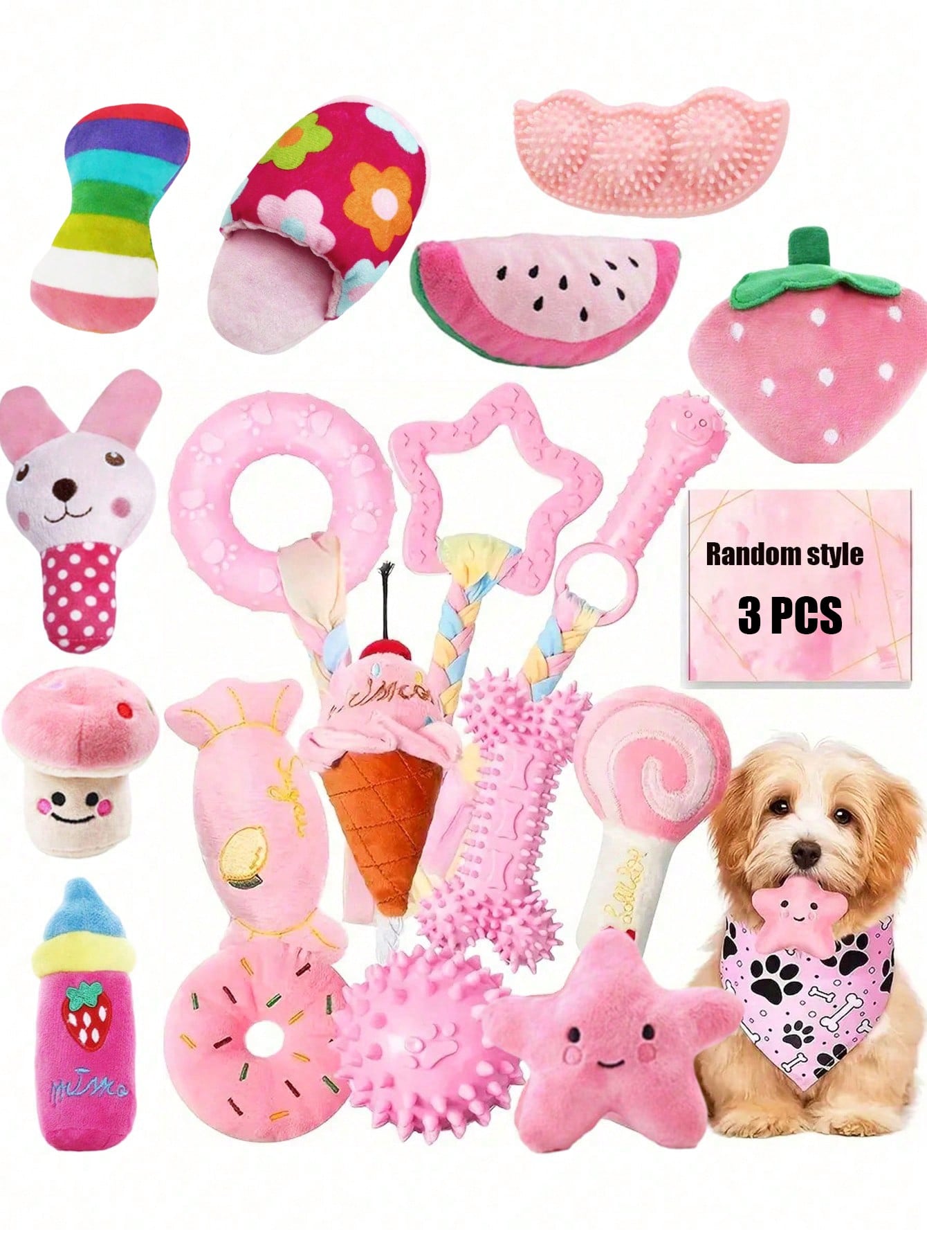 1pc/2pcs/3pcs/4pcs/5pcs/7pcs Pet Chew Toy Set, Dog Toy Set, Teething Toy Set Suitable For Small To Medium Dogs, Durable TPR And Squeaky Chew Toy Series, Interactive Toys, Dog Health Training Toy Kit