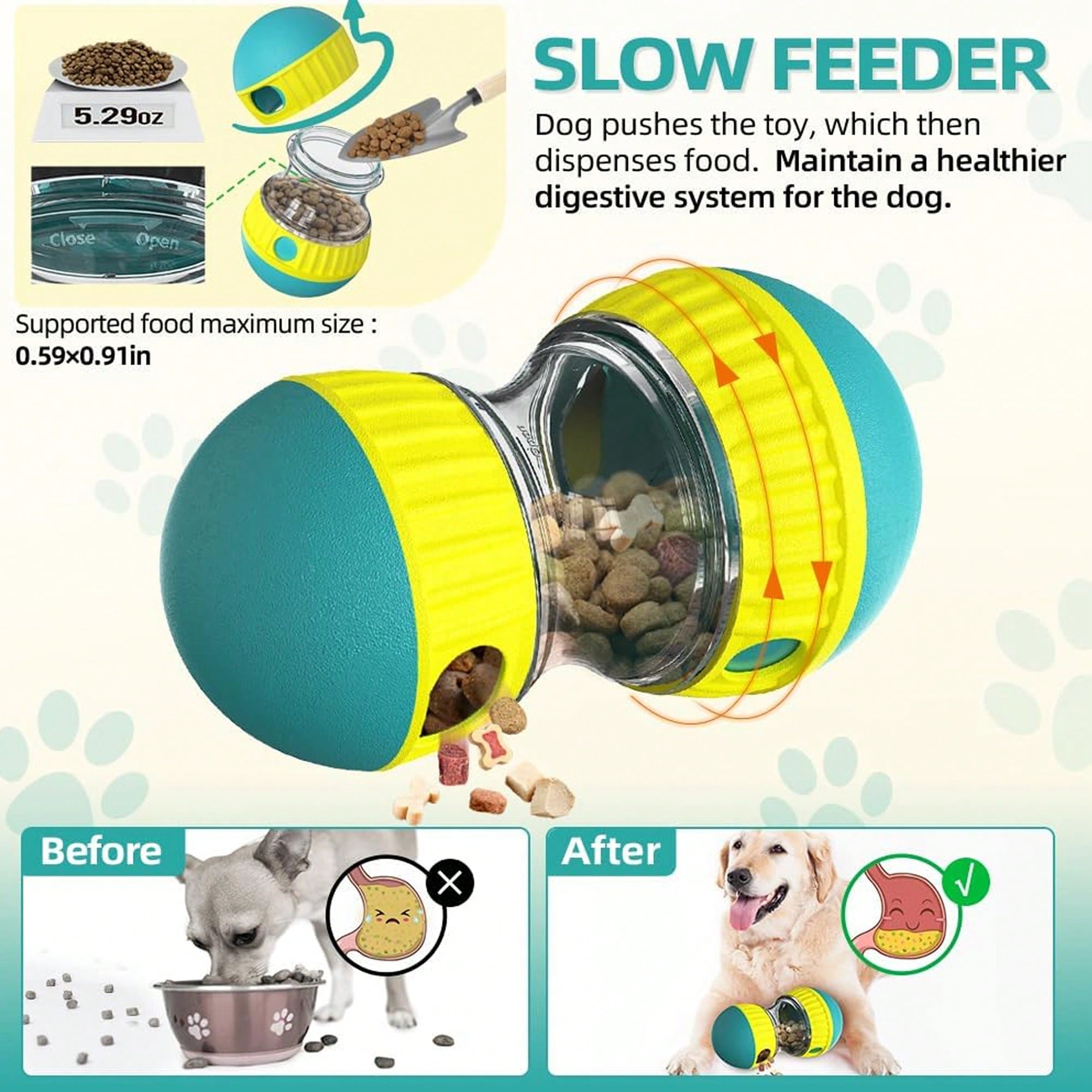 1pc Dog Puzzle Slow Feeder Toy, Rolling Treat Dispenser, Interactive Food Bowl, Keeps Dogs Entertained