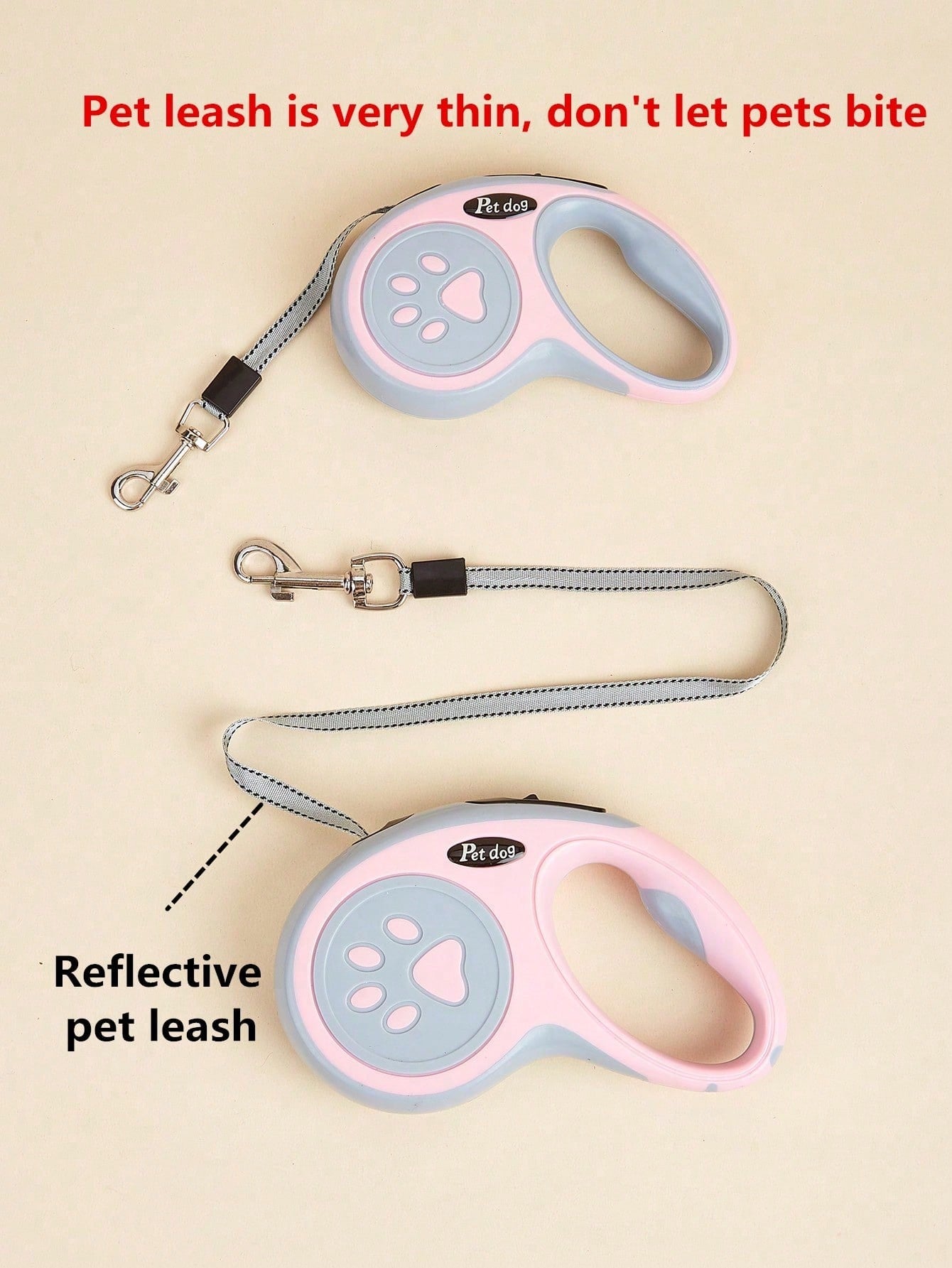 Multicolor retractable dog leash with cartoon and colorblock pattern, ABS body, available in 3m/5m length for small and medium dogs