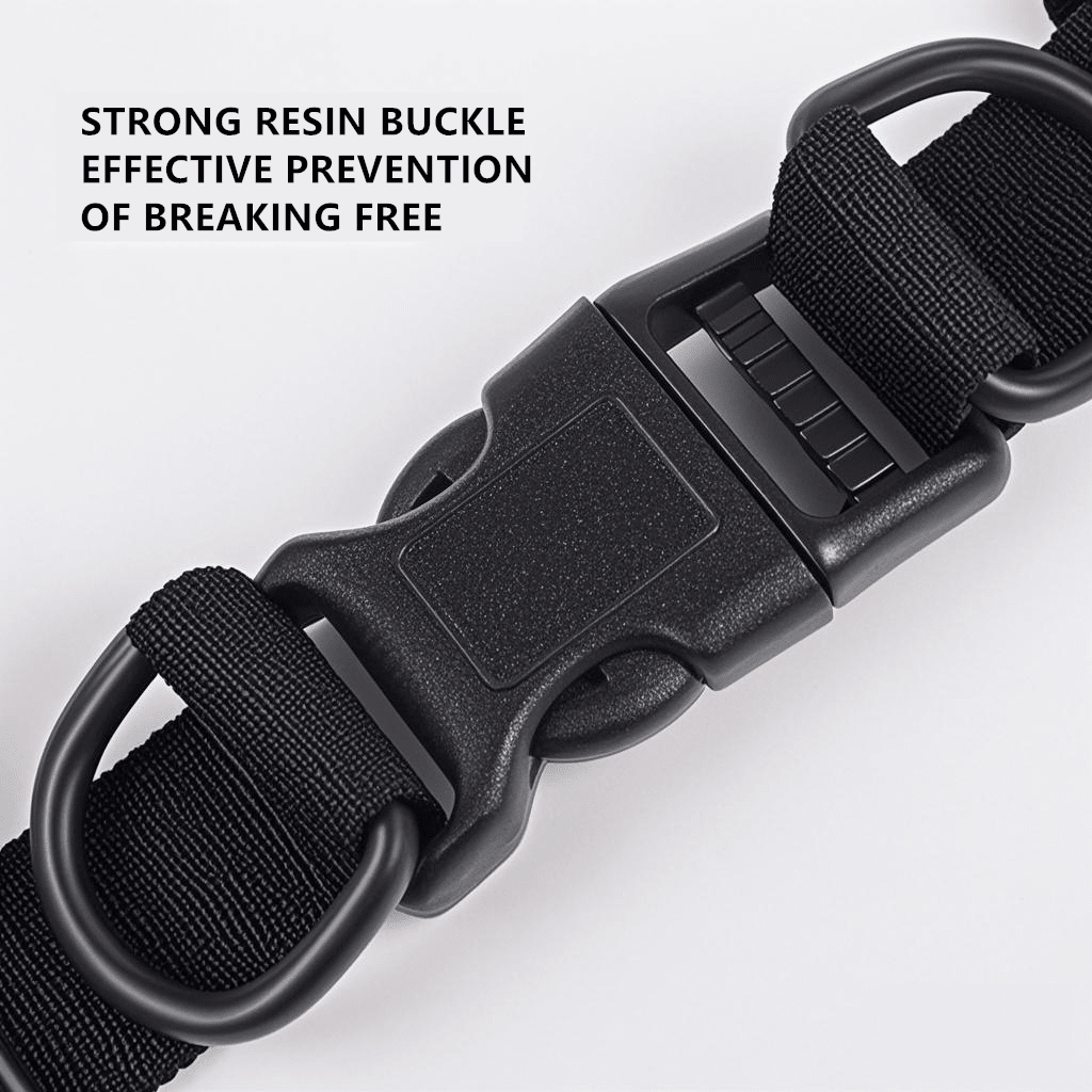 Black reflective dog leash set with adjustable polyester harness and collar, soft breathable mesh design for small and medium dogs during outdoor walks