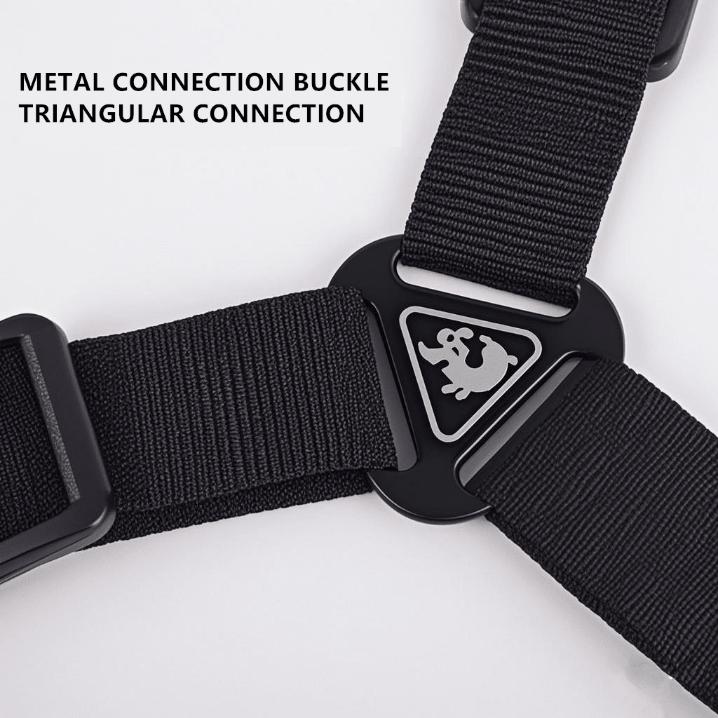 Black reflective dog leash set with adjustable polyester harness and collar, soft breathable mesh design for small and medium dogs during outdoor walks