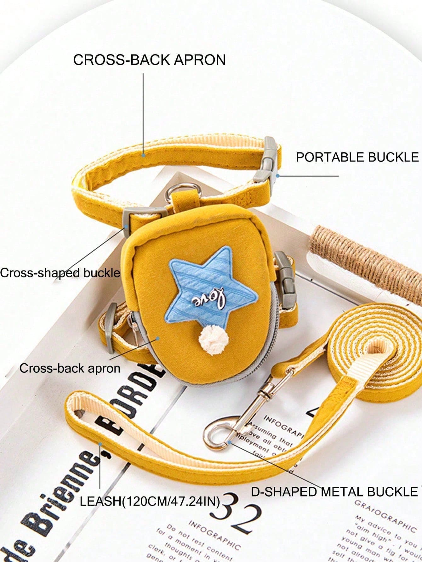 Pet Chest Harness With Leash, Vest Style Design With A Small Backpack For Storing Snacks When Walking Outdoors