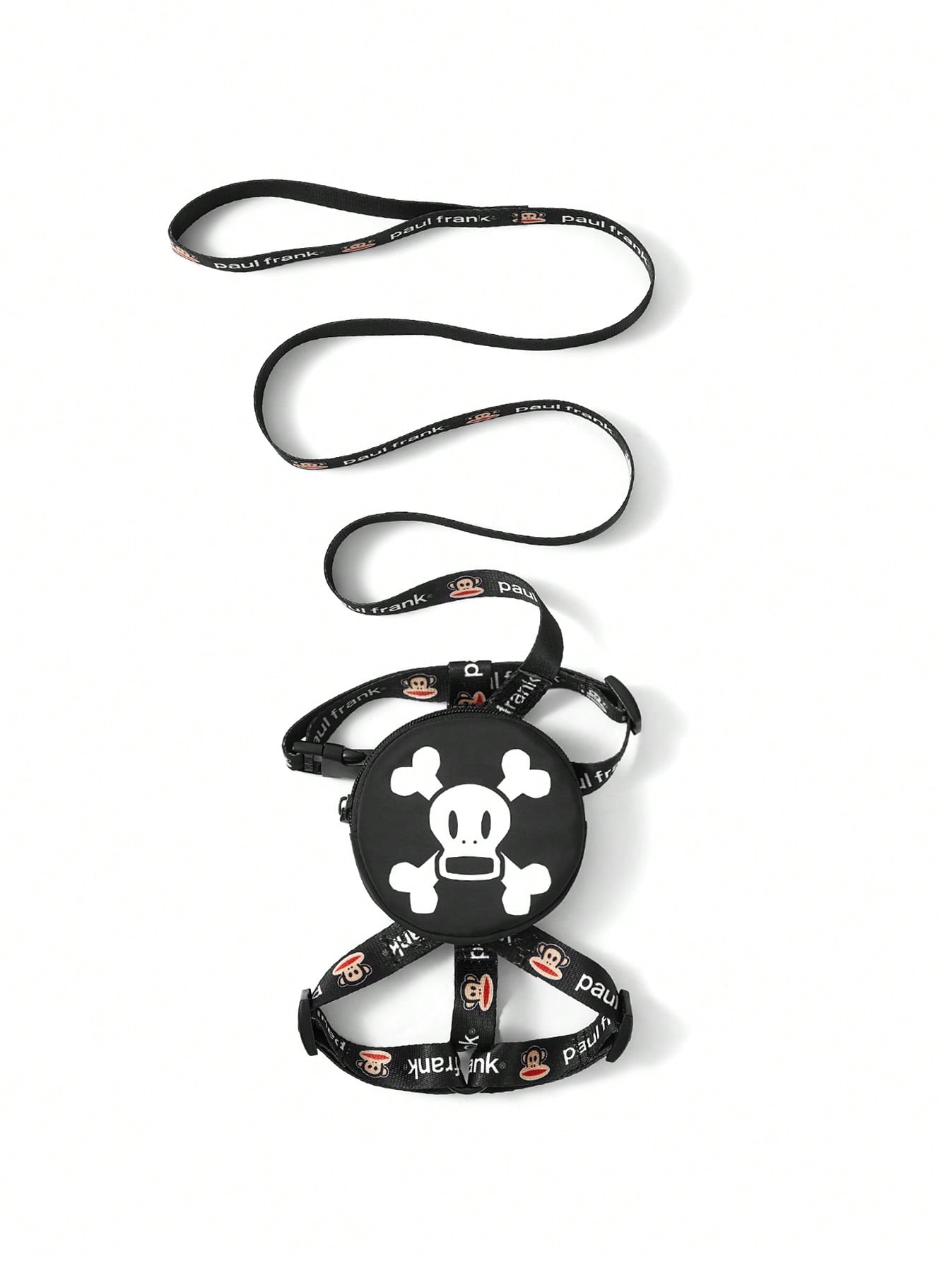 Multicolor cartoon pattern pet collar and leash set with adjustable polyester straps and portable storage bag for cats and dogs