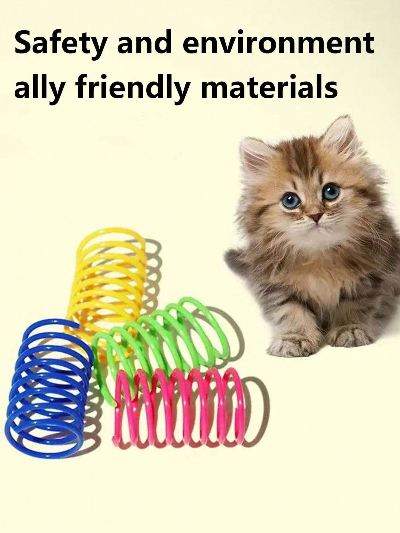 Pet Cat Self-Playing Toy, Plastic Colorful Spring Bouncing Interactive Teaser For Cats, Cat Supplies Cat Spiral Spring/Paper Crinkle Toys, 2/4/8/10/12/14/20/30/40/50/60 Pcs, Creative Toys To Kill Time And Keep Healthy Heavy-Duty Plastic Colorful Toys For