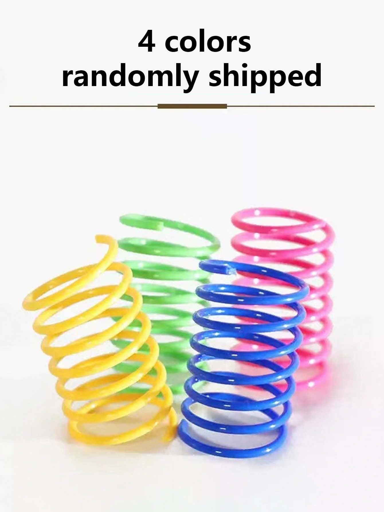 Pet Cat Self-Playing Toy, Plastic Colorful Spring Bouncing Interactive Teaser For Cats, Cat Supplies Cat Spiral Spring/Paper Crinkle Toys, 2/4/8/10/12/14/20/30/40/50/60 Pcs, Creative Toys To Kill Time And Keep Healthy Heavy-Duty Plastic Colorful Toys For