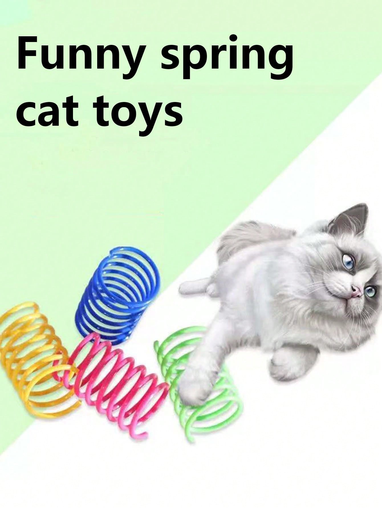 Pet Cat Self-Playing Toy, Plastic Colorful Spring Bouncing Interactive Teaser For Cats, Cat Supplies Cat Spiral Spring/Paper Crinkle Toys, 2/4/8/10/12/14/20/30/40/50/60 Pcs, Creative Toys To Kill Time And Keep Healthy Heavy-Duty Plastic Colorful Toys For