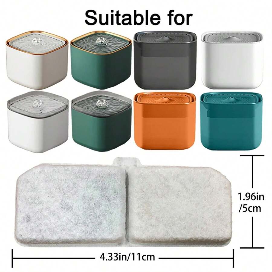 White replacement filter with triple filtration system for cat and dog water fountains