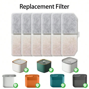 White replacement filter with triple filtration system for cat and dog water fountains