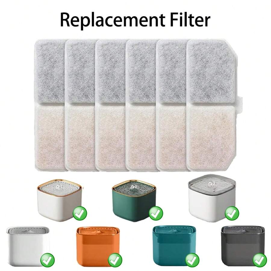 White replacement filter with triple filtration system for cat and dog water fountains