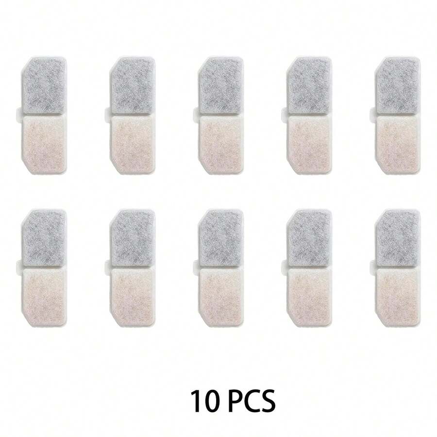 White replacement filter with triple filtration system for cat and dog water fountains