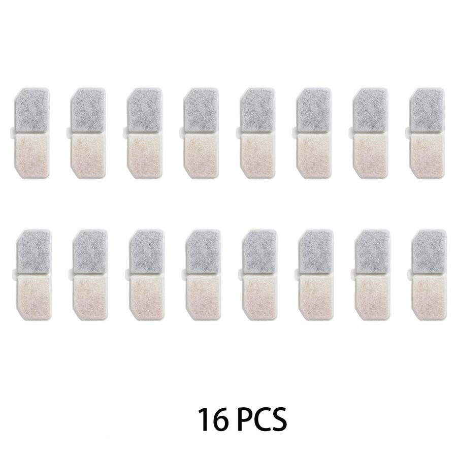 White replacement filter with triple filtration system for cat and dog water fountains