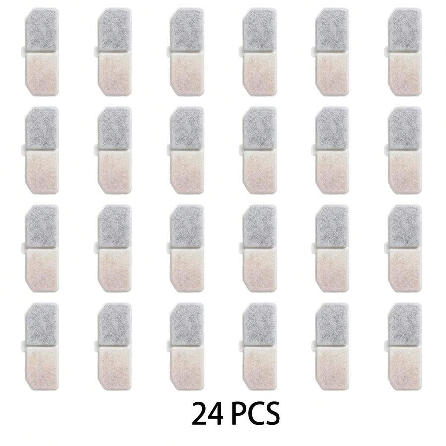 White replacement filter with triple filtration system for cat and dog water fountains