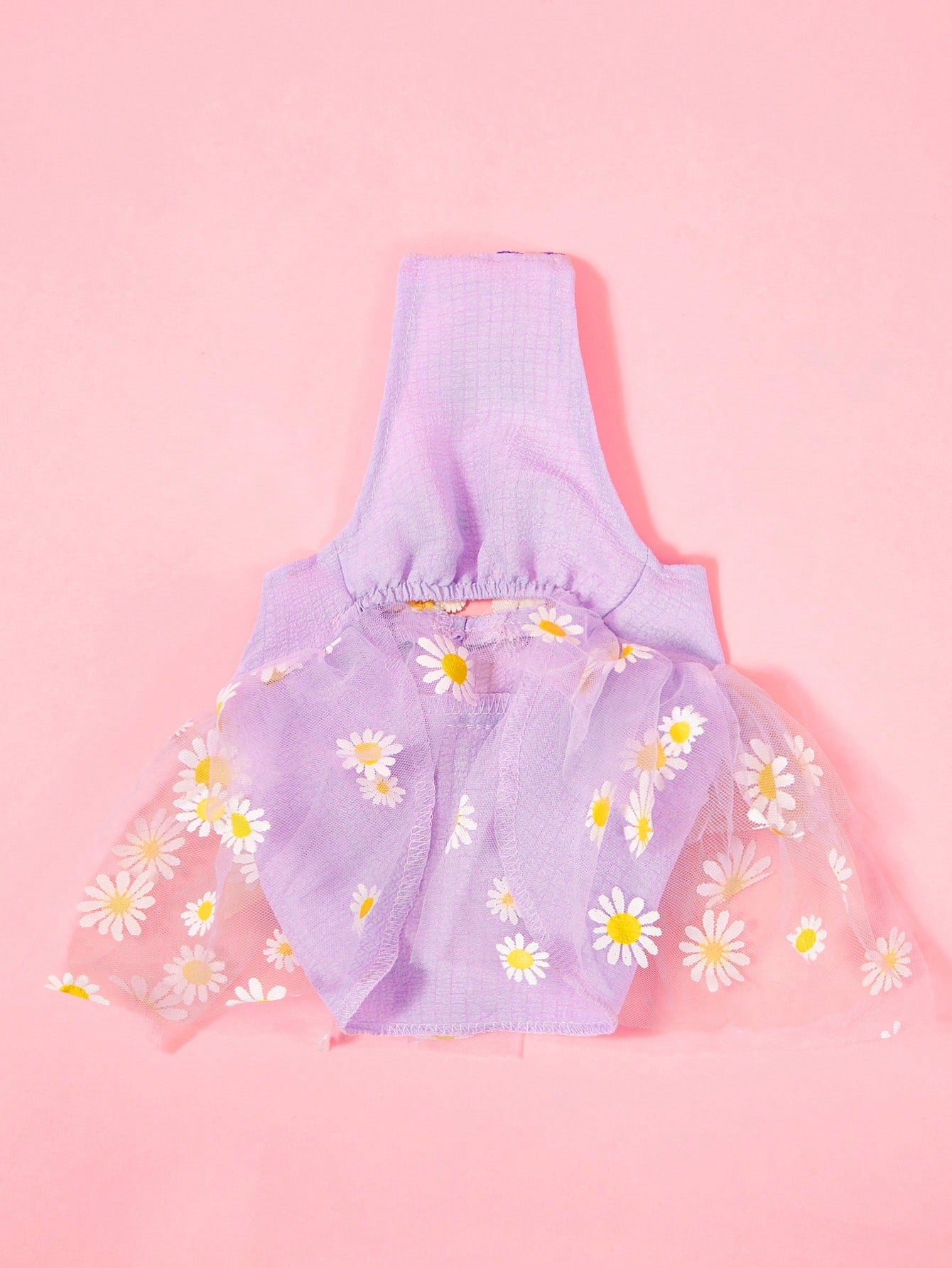 1pc Cute Small Daisy Lace Purple Tulle Bow Dress, Sweet Dog Apparel For Pet Universal