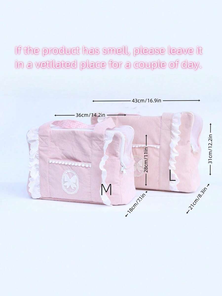 Pink polyester pet carrier bag for small dogs and cats on outdoor outings