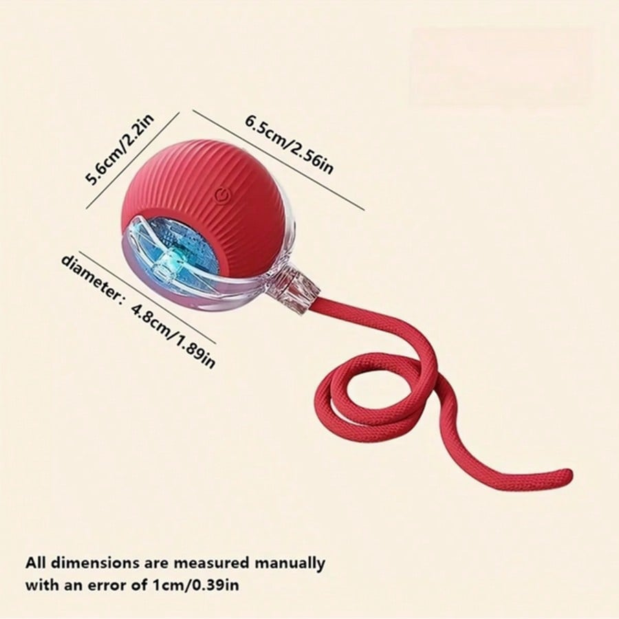 1 Piece USB Rechargeable Interactive Toy Ball For Cats, Auto Electric Rolling Ball As Birthday Gift For Dogs/Cats, Auto Smart Chewable Toy With Tail, Unicolor Smart Ball Tied To Harness, Interactive Cat Ball Toy, Indoor Cat Toy