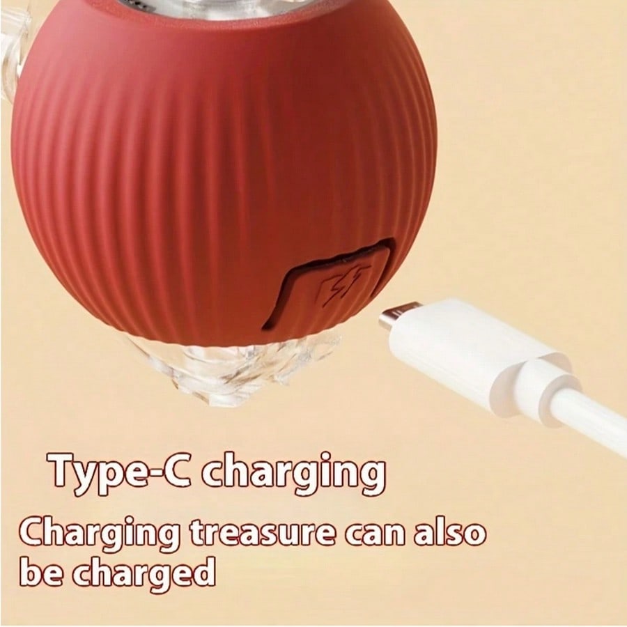 1 Piece USB Rechargeable Interactive Toy Ball For Cats, Auto Electric Rolling Ball As Birthday Gift For Dogs/Cats, Auto Smart Chewable Toy With Tail, Unicolor Smart Ball Tied To Harness, Interactive Cat Ball Toy, Indoor Cat Toy