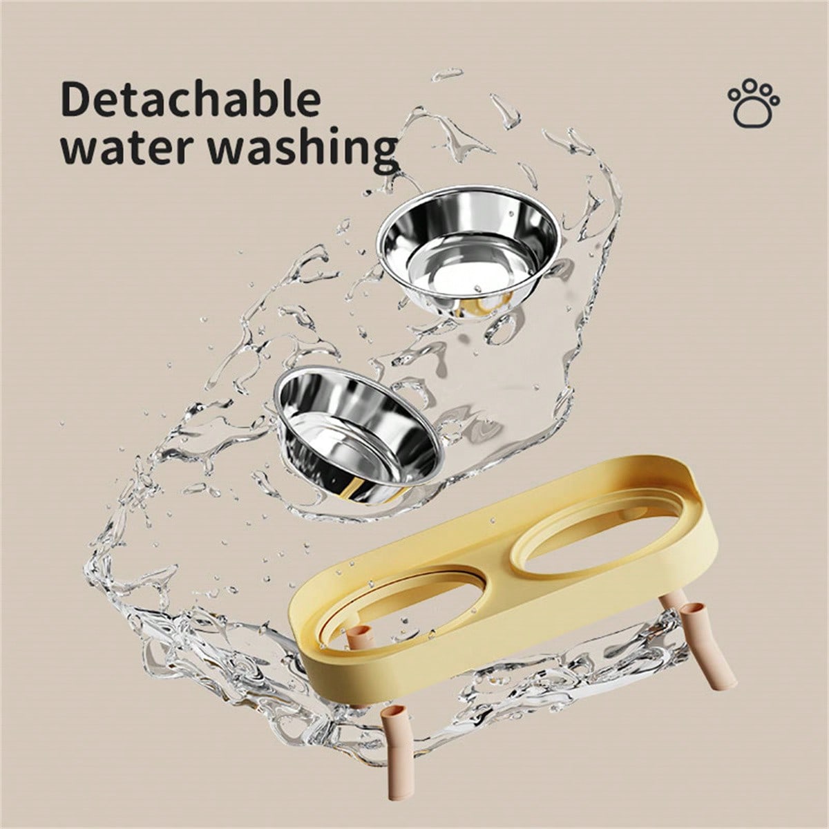 New Cat/Dog Elevated Double Bowls, Integrated Food And Water Bowls On High Stand, Available In Plastic/Stainless Steel/Ceramic, Multiple Colors To Choose For Your Beloved Pets