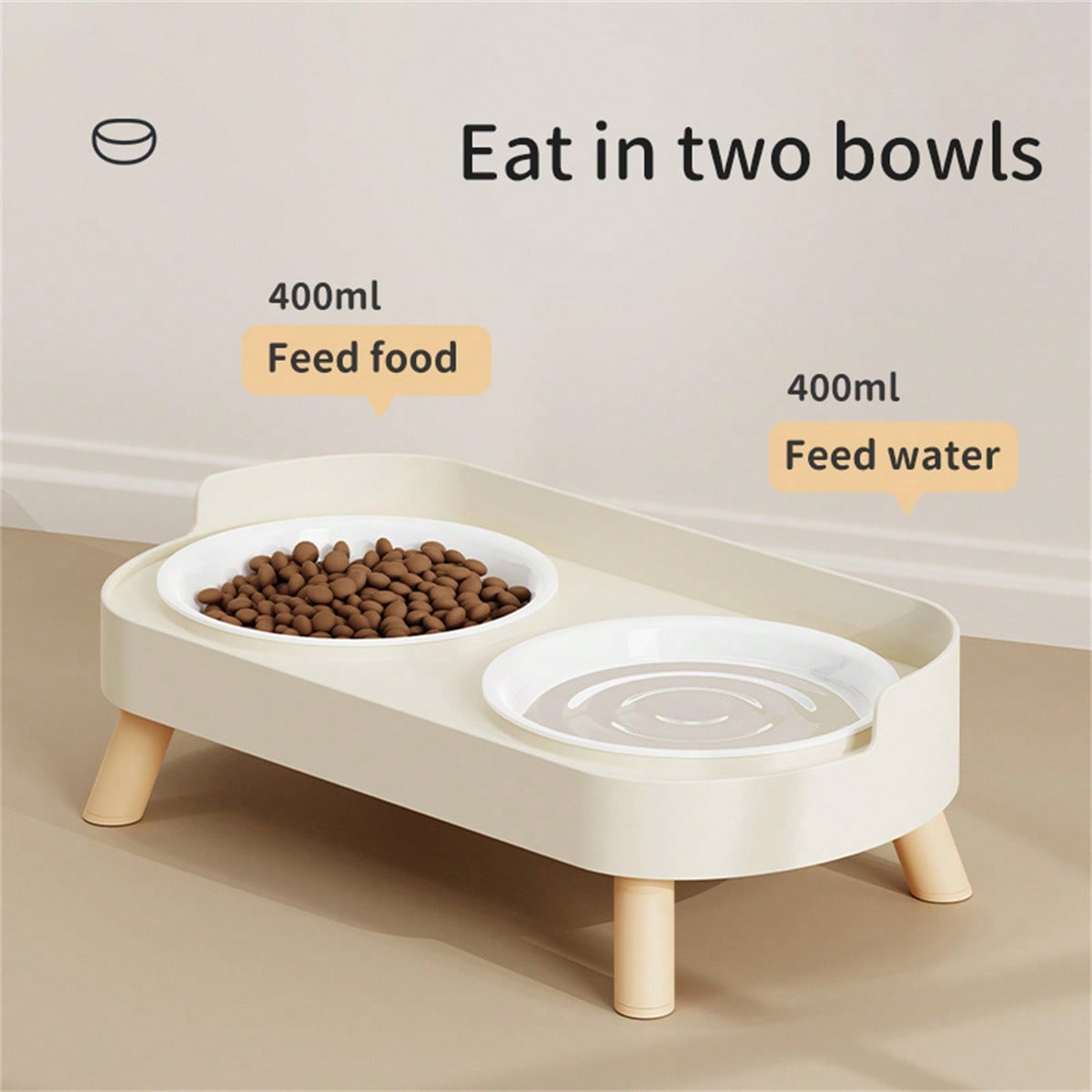 New Cat/Dog Elevated Double Bowls, Integrated Food And Water Bowls On High Stand, Available In Plastic/Stainless Steel/Ceramic, Multiple Colors To Choose For Your Beloved Pets