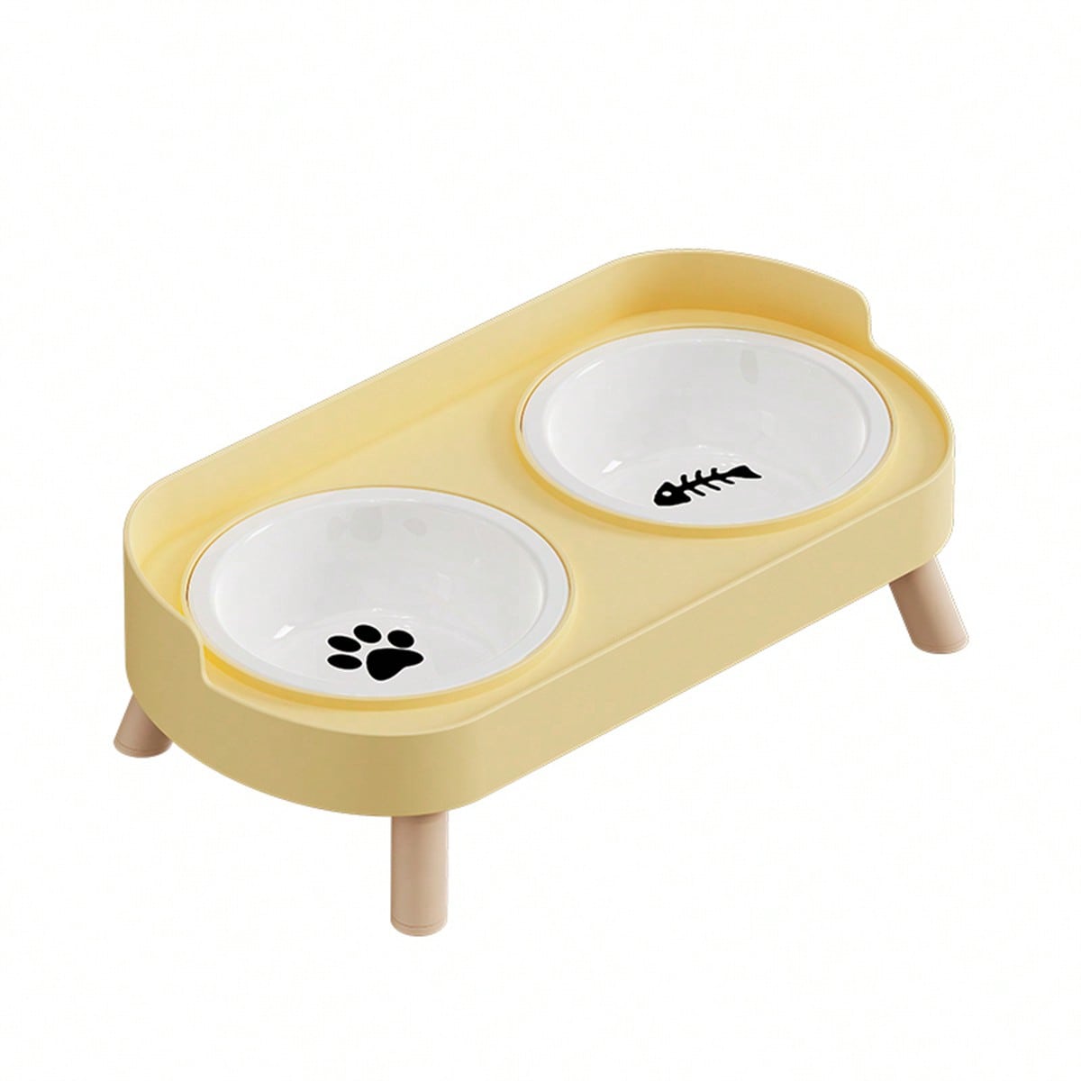 New Cat/Dog Elevated Double Bowls, Integrated Food And Water Bowls On High Stand, Available In Plastic/Stainless Steel/Ceramic, Multiple Colors To Choose For Your Beloved Pets