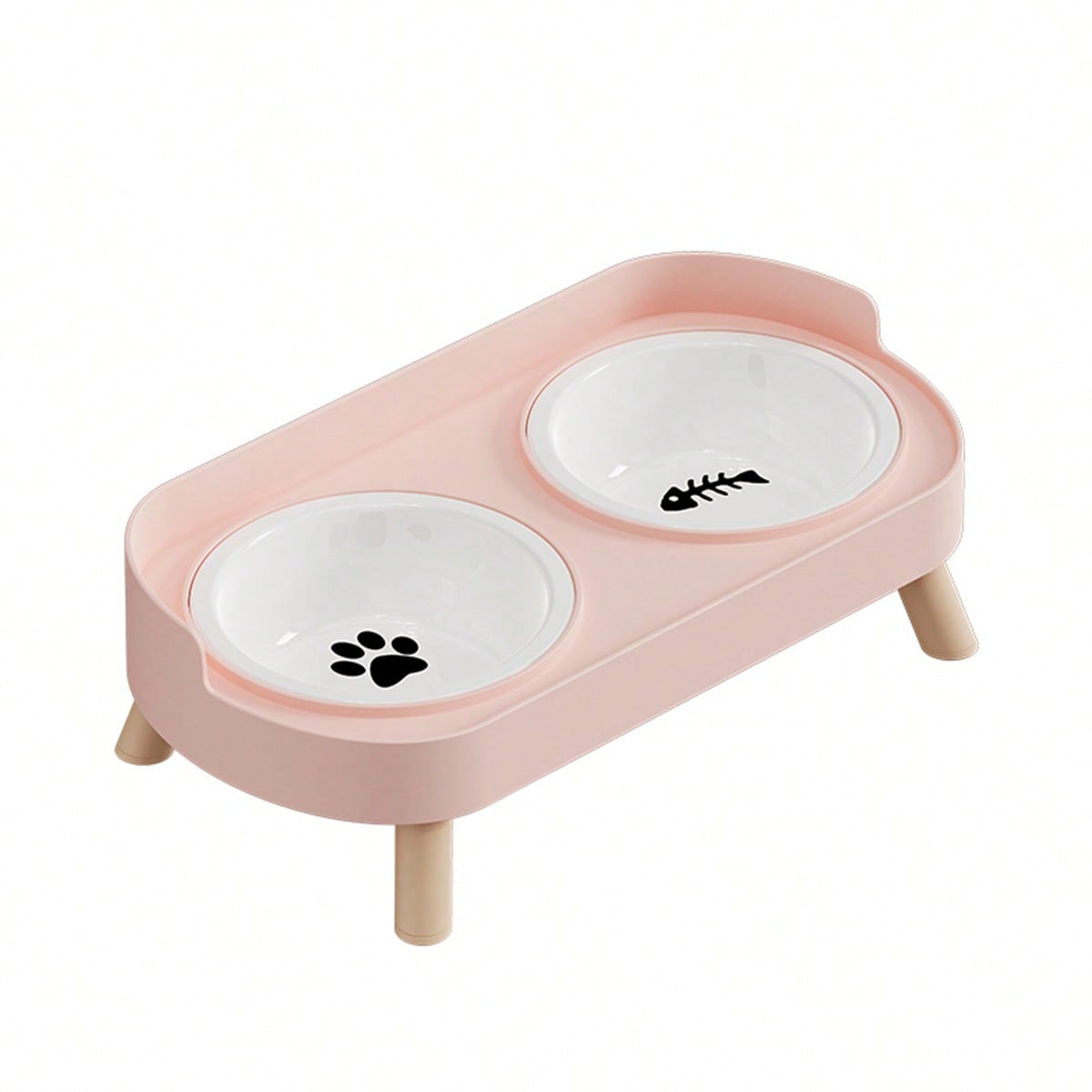New Cat/Dog Elevated Double Bowls, Integrated Food And Water Bowls On High Stand, Available In Plastic/Stainless Steel/Ceramic, Multiple Colors To Choose For Your Beloved Pets