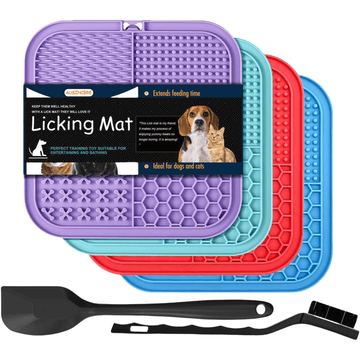 3-pack multicolor silicone lick mats with suction cups for dogs and cats, 7.9 inch slow feeder pet pad