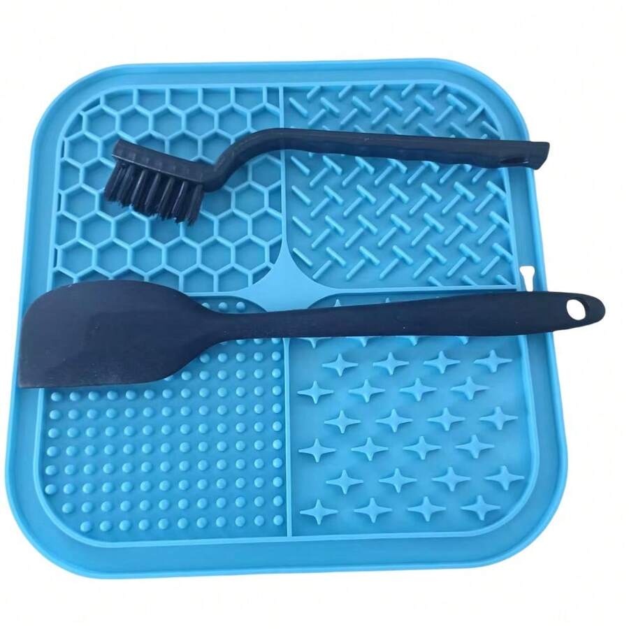 3-pack multicolor silicone lick mats with suction cups for dogs and cats, 7.9 inch slow feeder pet pad