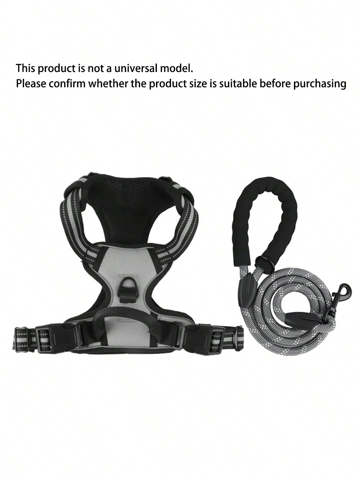 Reflective dog harness and 1.5m leash set with breathable colorblock polyamide chest strap for cats, puppies, and small to large dogs
