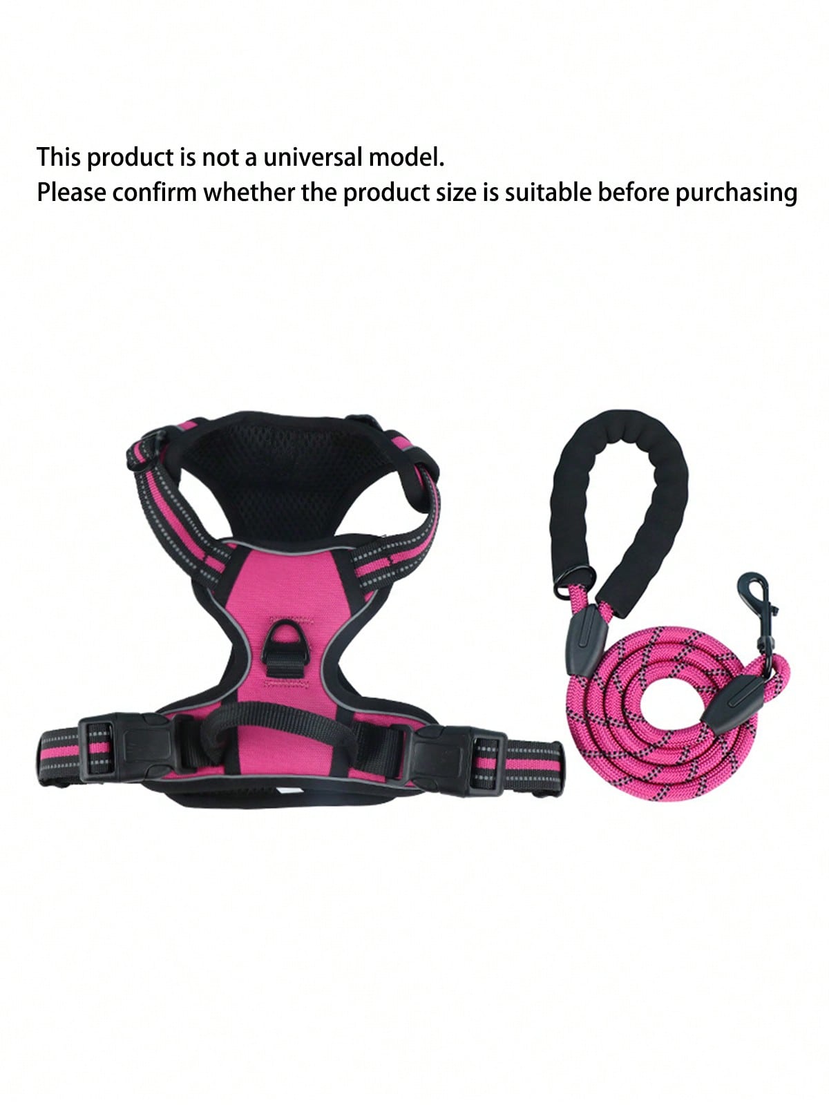 Reflective dog harness and 1.5m leash set with breathable colorblock polyamide chest strap for cats, puppies, and small to large dogs