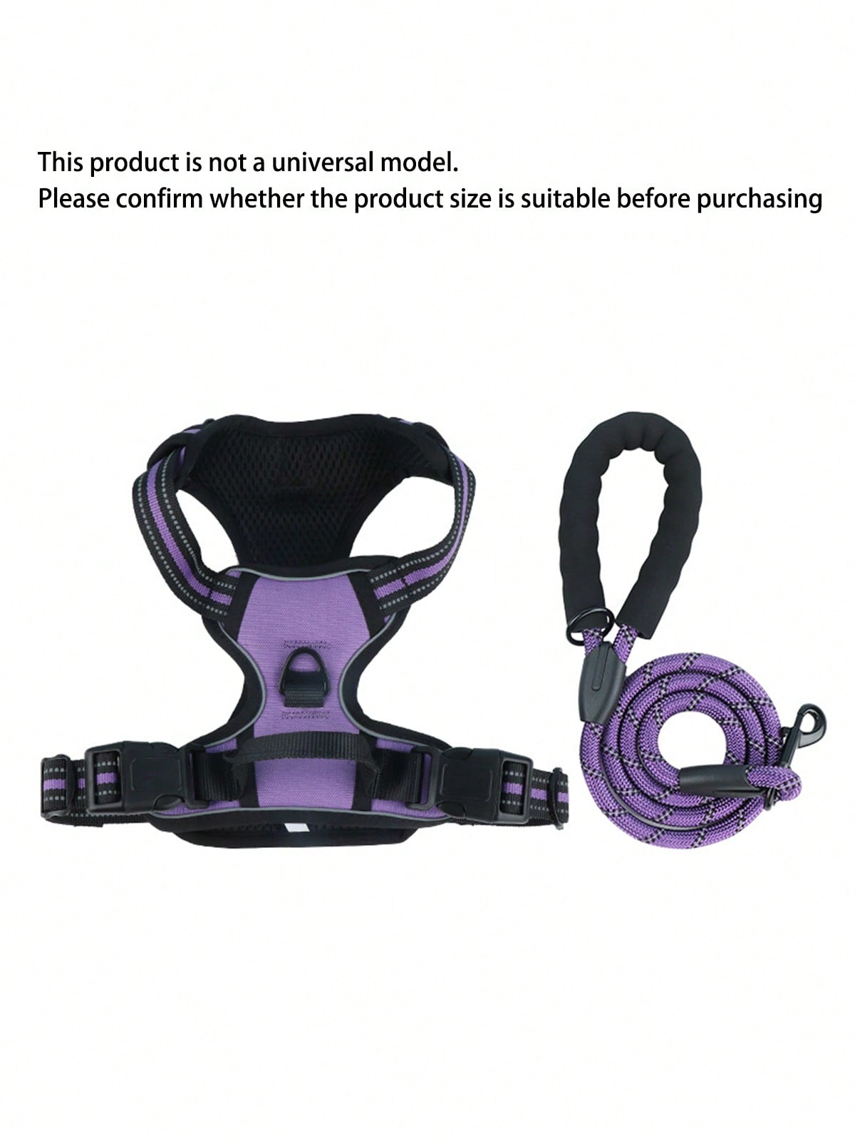 Reflective dog harness and 1.5m leash set with breathable colorblock polyamide chest strap for cats, puppies, and small to large dogs