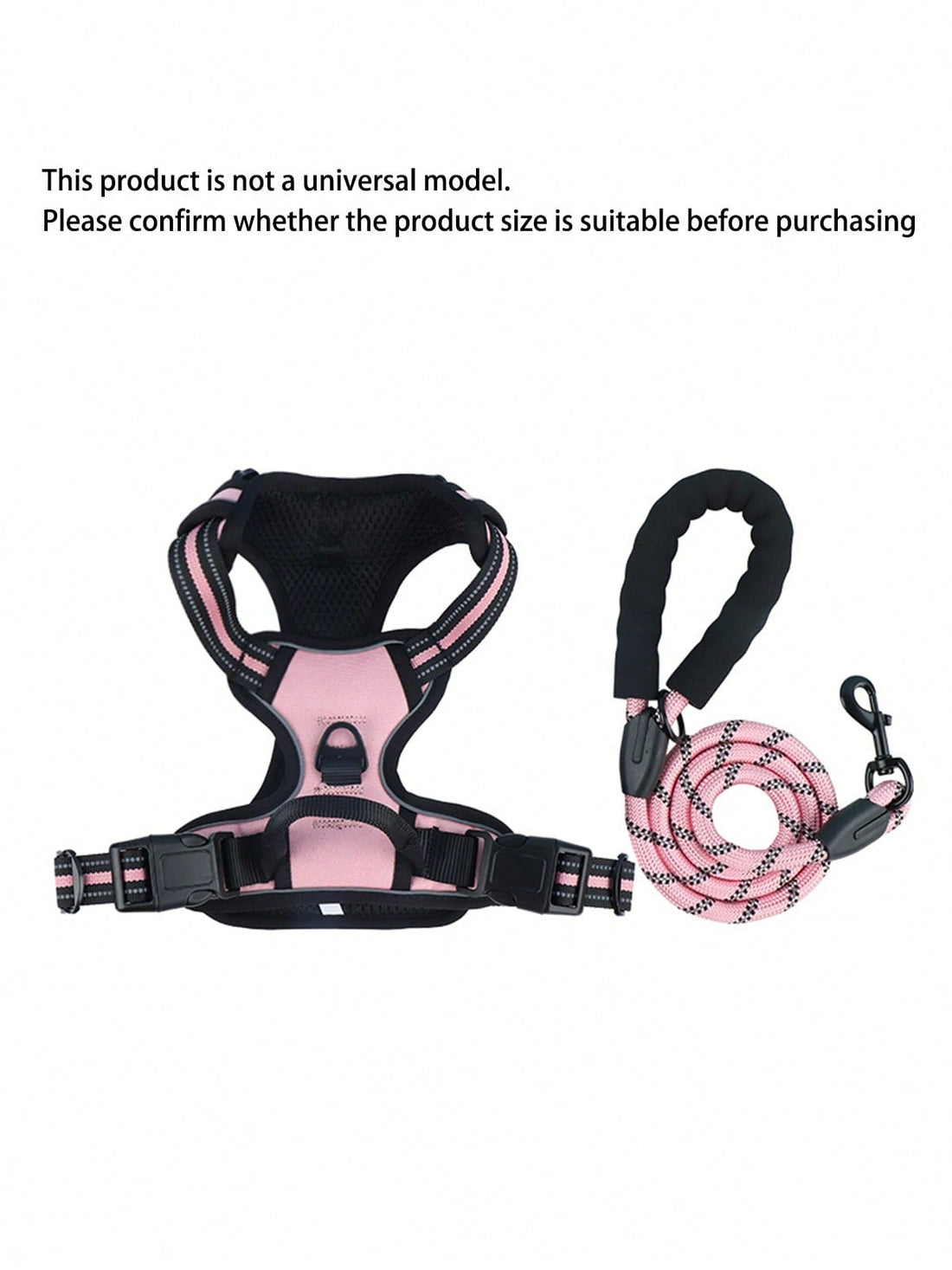 Reflective dog harness and 1.5m leash set with breathable colorblock polyamide chest strap for cats, puppies, and small to large dogs