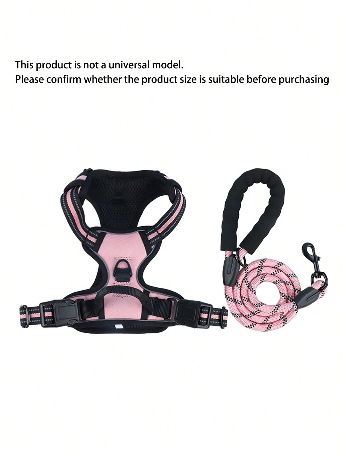 Reflective dog harness and 1.5m leash set with breathable colorblock polyamide chest strap for cats, puppies, and small to large dogs