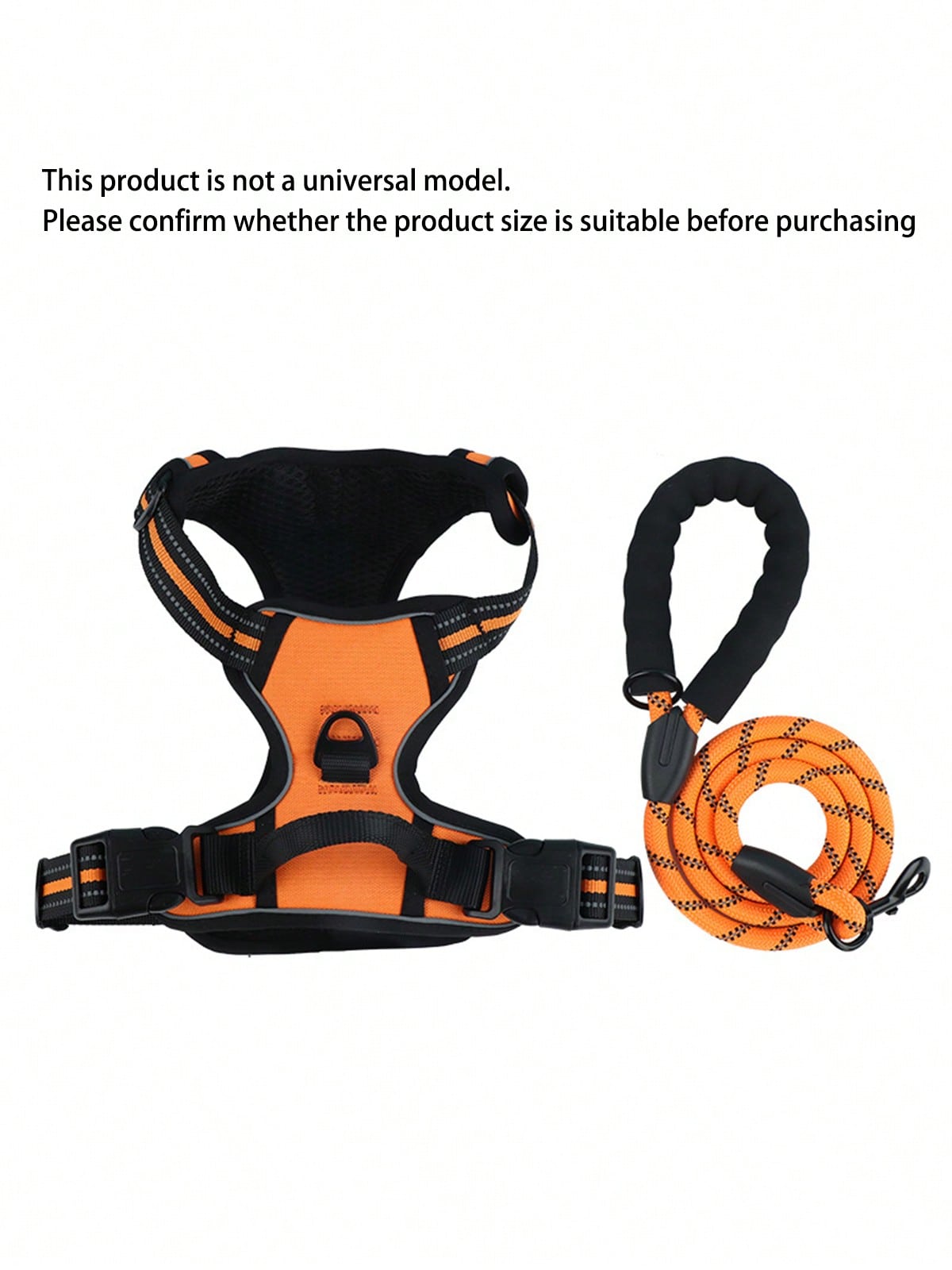Reflective dog harness and 1.5m leash set with breathable colorblock polyamide chest strap for cats, puppies, and small to large dogs