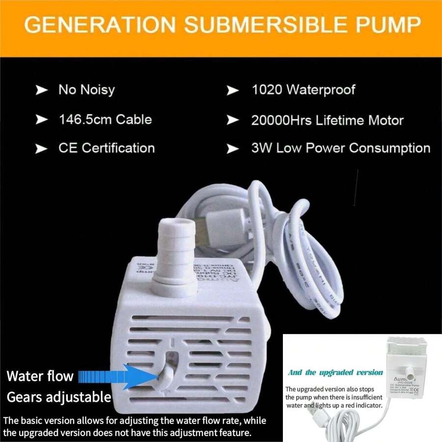 White ABS mini USB water pump for pet water fountains and aquariums