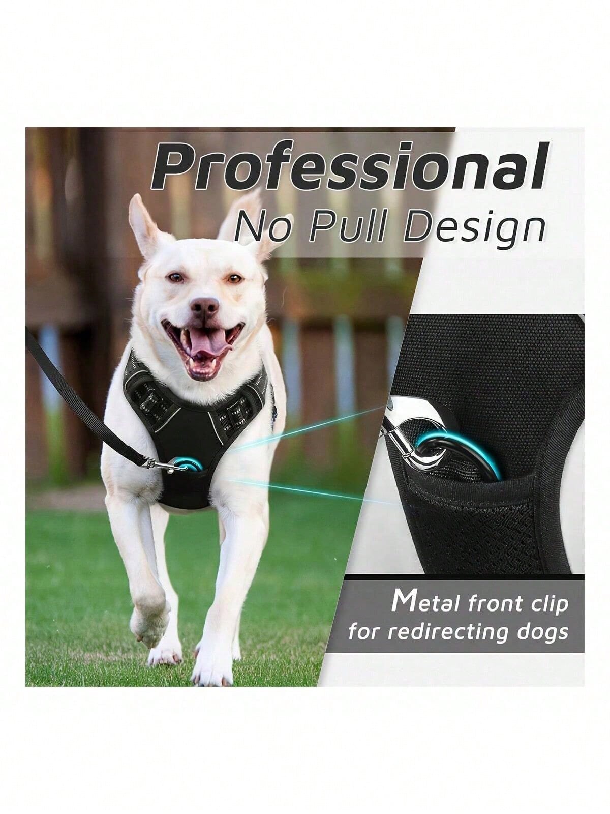 Reflective dog harness and 1.5m leash set with breathable colorblock polyamide chest strap for cats, puppies, and small to large dogs