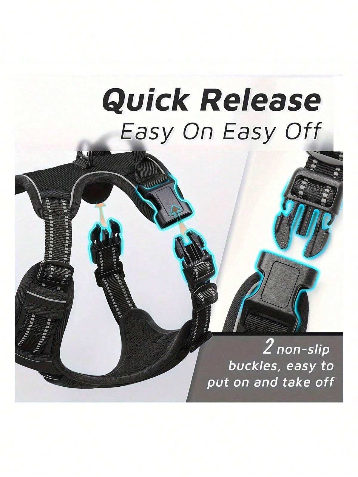 Reflective dog harness and 1.5m leash set with breathable colorblock polyamide chest strap for cats, puppies, and small to large dogs