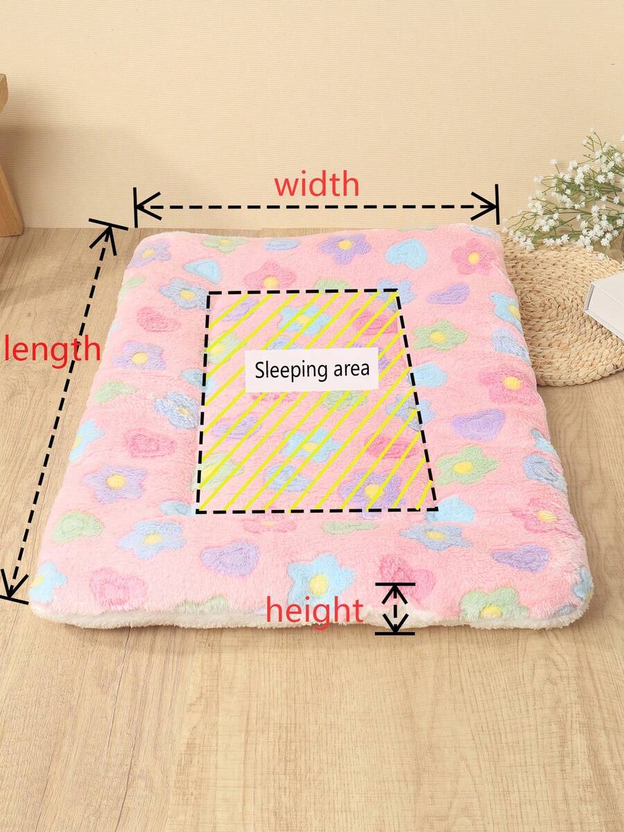 Thickened grey pet bed mat with pink star pattern designed for small and medium cats and dogs