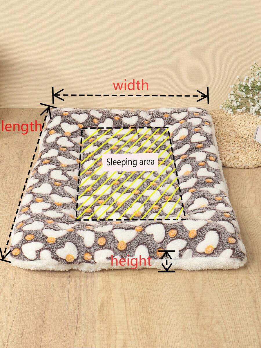 Thickened grey pet bed mat with pink star pattern designed for small and medium cats and dogs