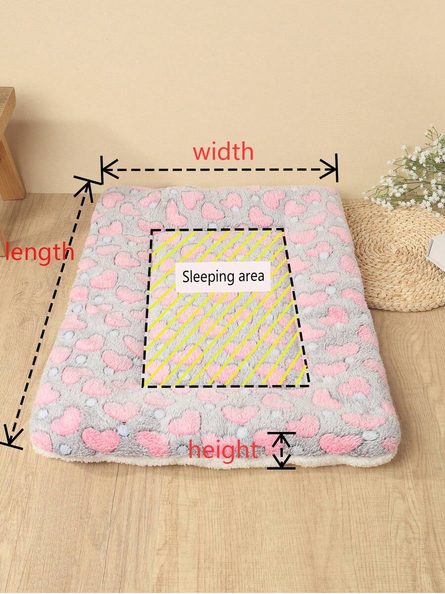 Thickened grey pet bed mat with pink star pattern designed for small and medium cats and dogs