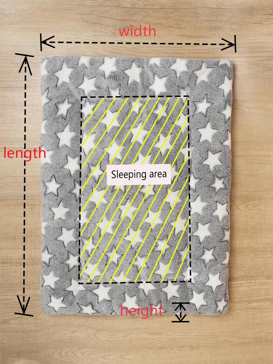 Thickened grey pet bed mat with pink star pattern designed for small and medium cats and dogs