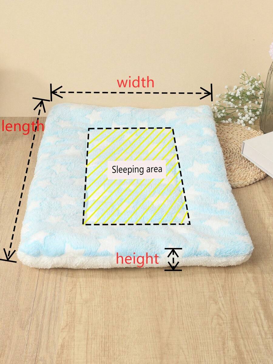Thickened grey pet bed mat with pink star pattern designed for small and medium cats and dogs