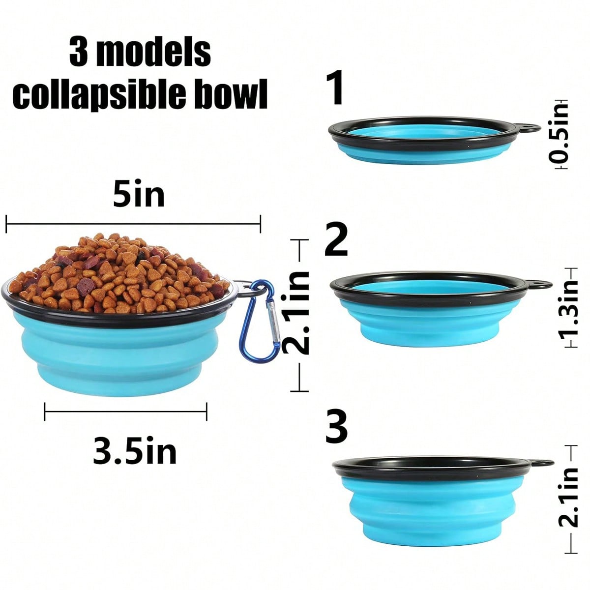 1/2 Pcs Collapsible Bowl With Cover Lids,2 Packs Dog Travel Bowls Portable Foldable Cat Water Dish Bowl For Pets Walking Parking Camping